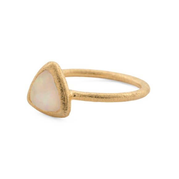 SHAANTI JEWELS  India 18k Gold Plated Sterling Silver Trillion Birthstone Ring - Picture 1 of 2